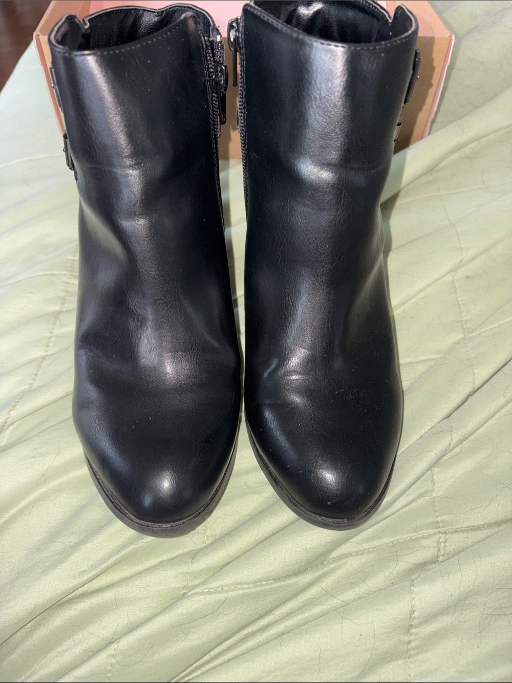 Charlotte Russe Black Smooth Ankle Booties with Side Zip